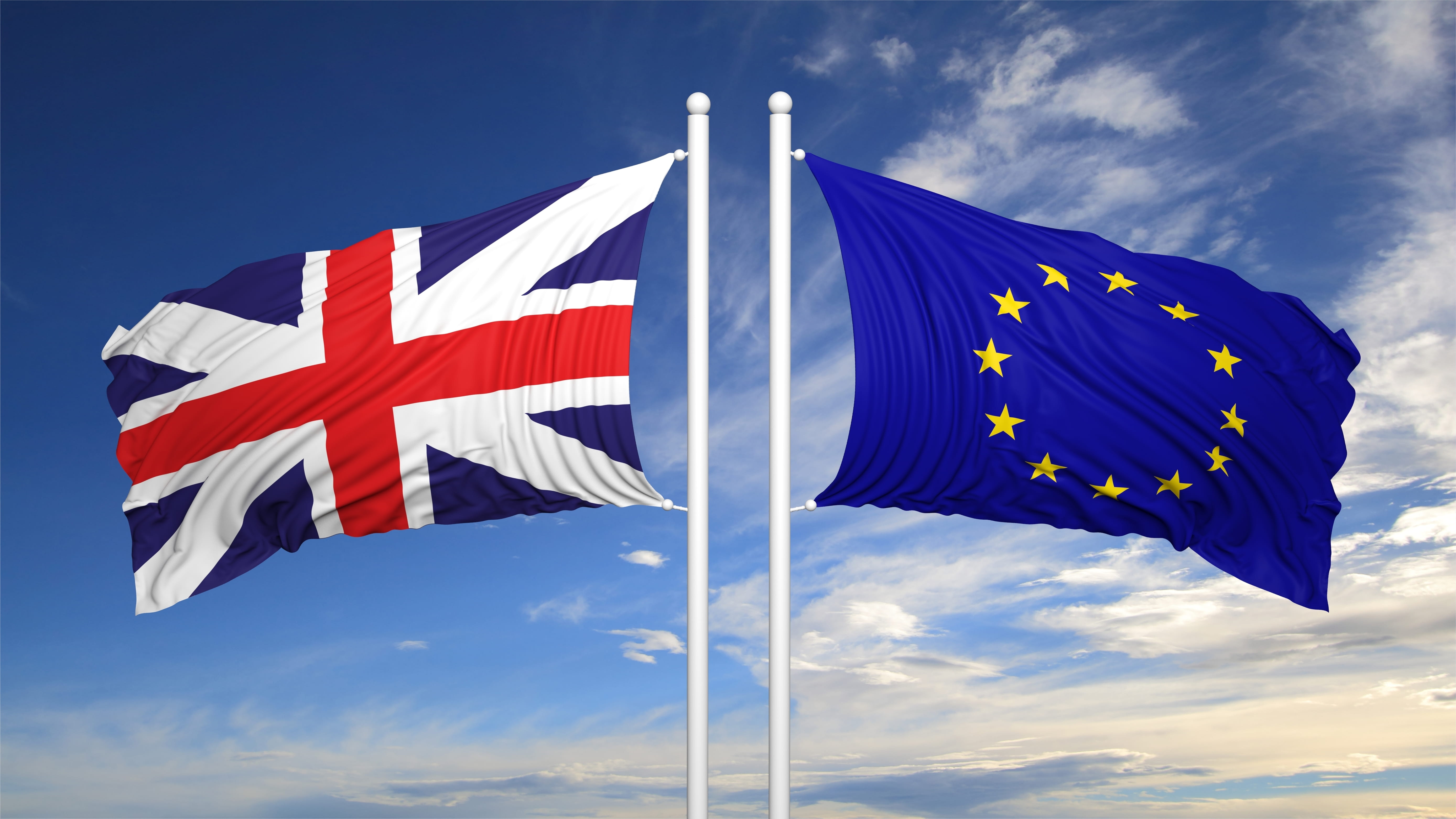 An image of two flags in the sky.