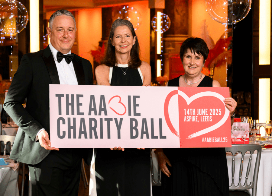 James Hunt, Emma Lancaster, Sheena Anderson at the AABIE Charity ball in Leeds