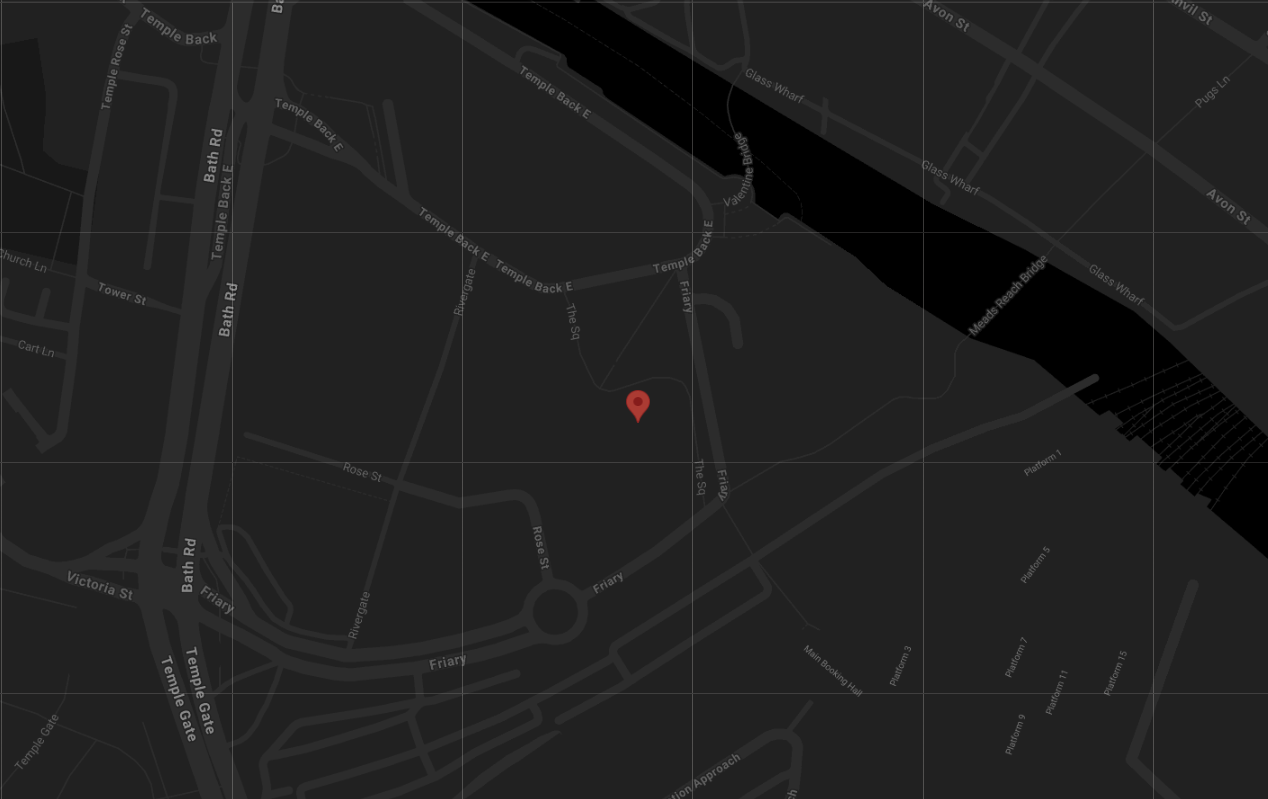 An image of a black map with the Bristol location.