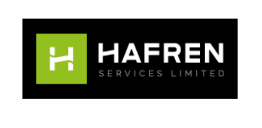Hafren Services Logo with black background and green