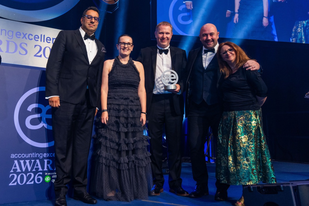 AAB celebrates double success at Accounting Excellence Awards. Pictured Jai Raja, Lauren McCluskey, Jim Pirrie, Craig Paterson